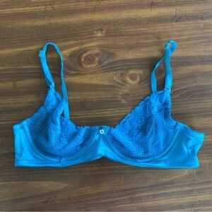 Victoria's Secret VTG 70s 80s Gold Crown Label Pink Lace Pearl Underwire Bra 36B